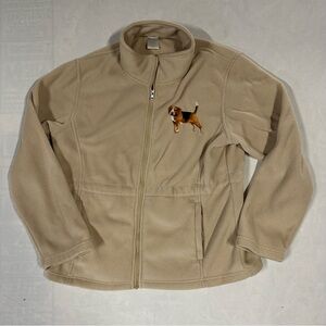 Embroidered Beagle Hound Dog Fleece Jacket Womens Large